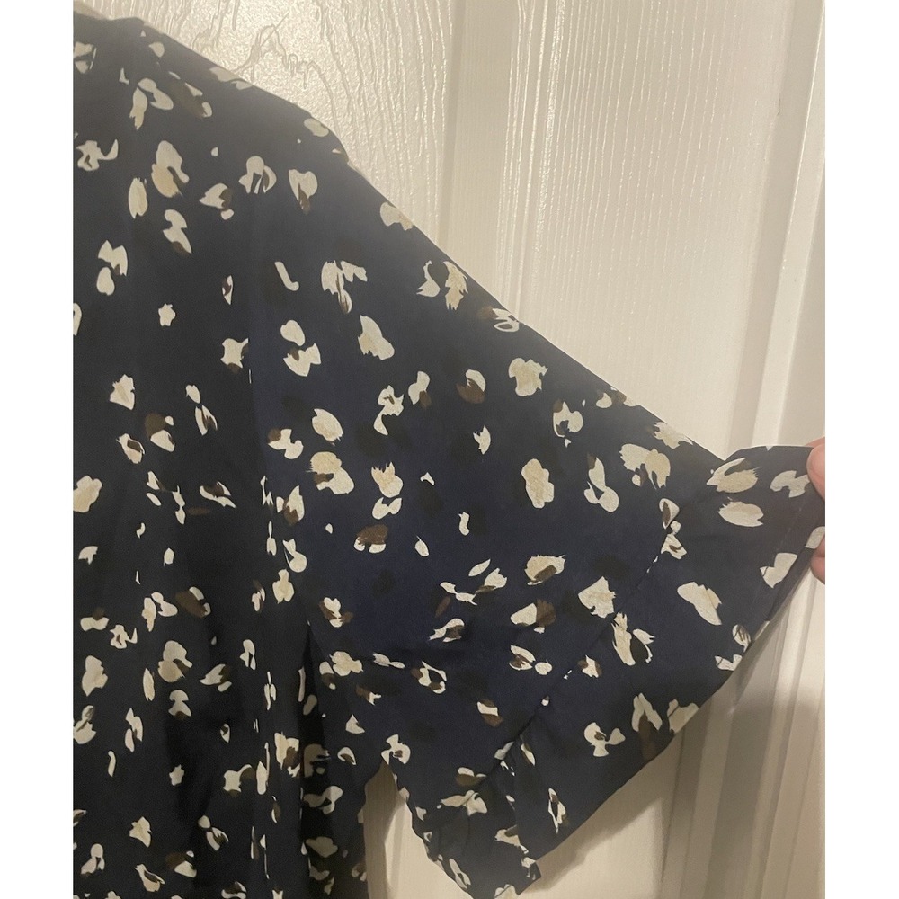 BloomChic Women's 14-16 Navy Abstract Print Ruffle Midi Dress Pockets NWT - Picture 3 of 10